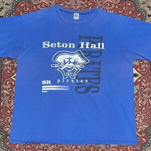 Seton Hall Pirates shirt retro blue vtg vintage